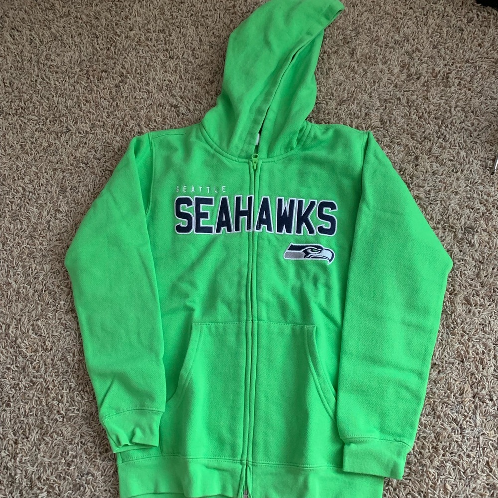 SeaHawks zip up hoodie in lime green